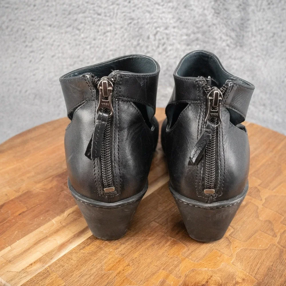 Dansko Bonita Black Leather Ankle Boots Back Zip Shoes Size 38 EU 7.5-8 US Women